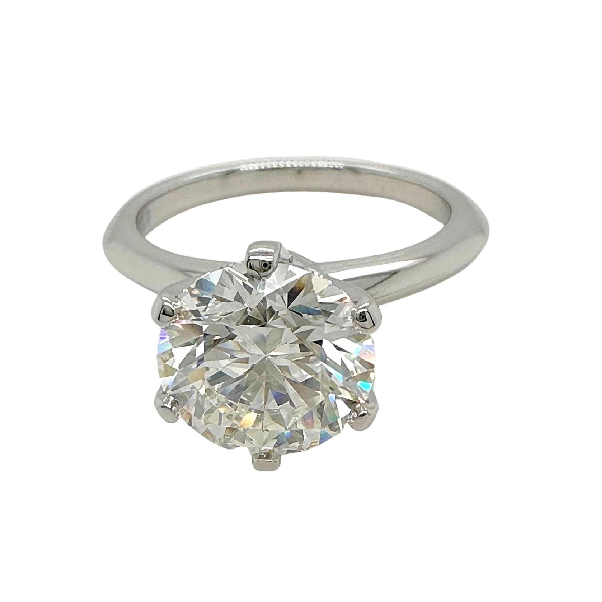 Tiffany & Co Platinum Diamond Engagement Ring Round 3.14 ct I VVS1 Solitaire For Sale 1