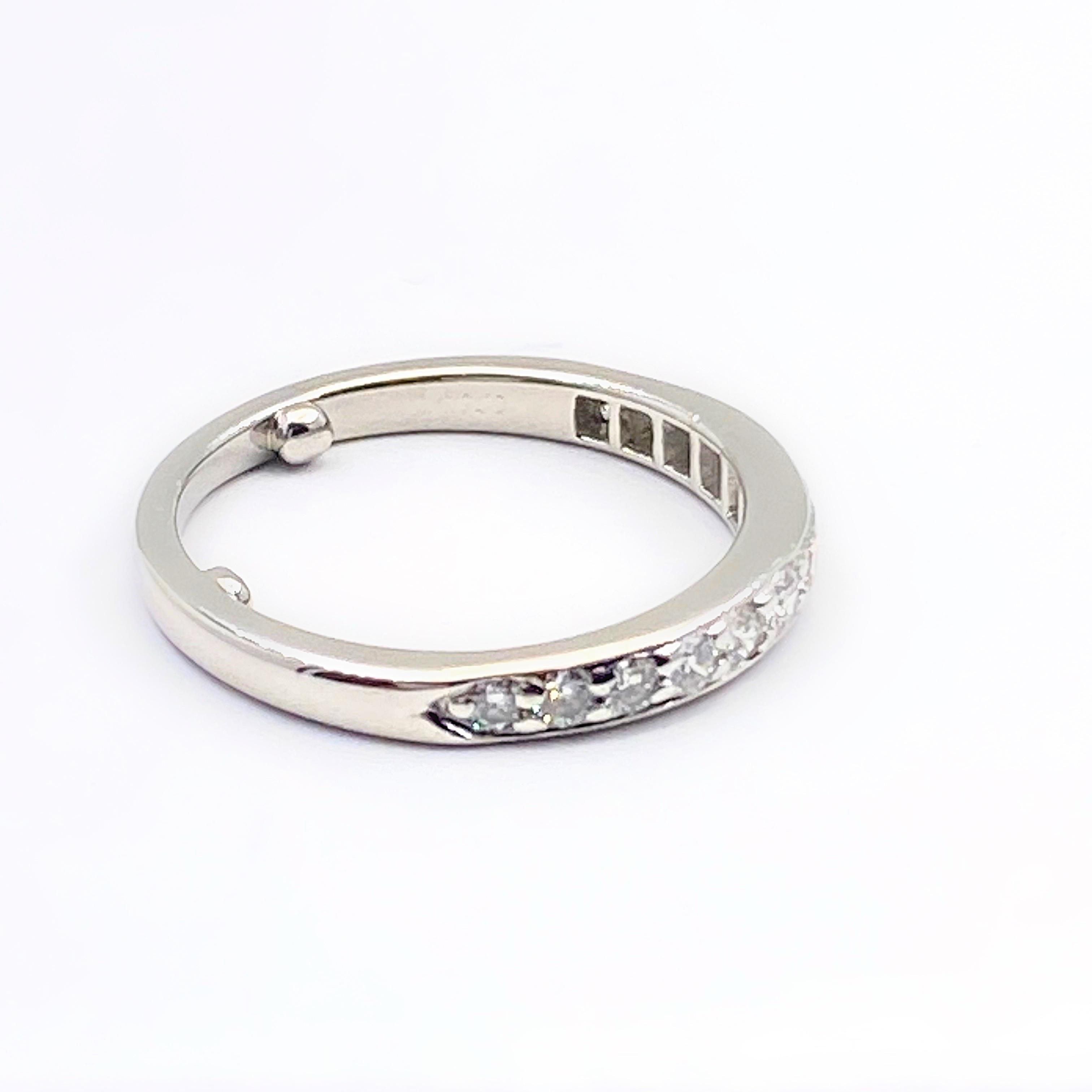 Tiffany & Co. Round Diamond Bead Set Half Circle Band Ring Platinum For Sale 2