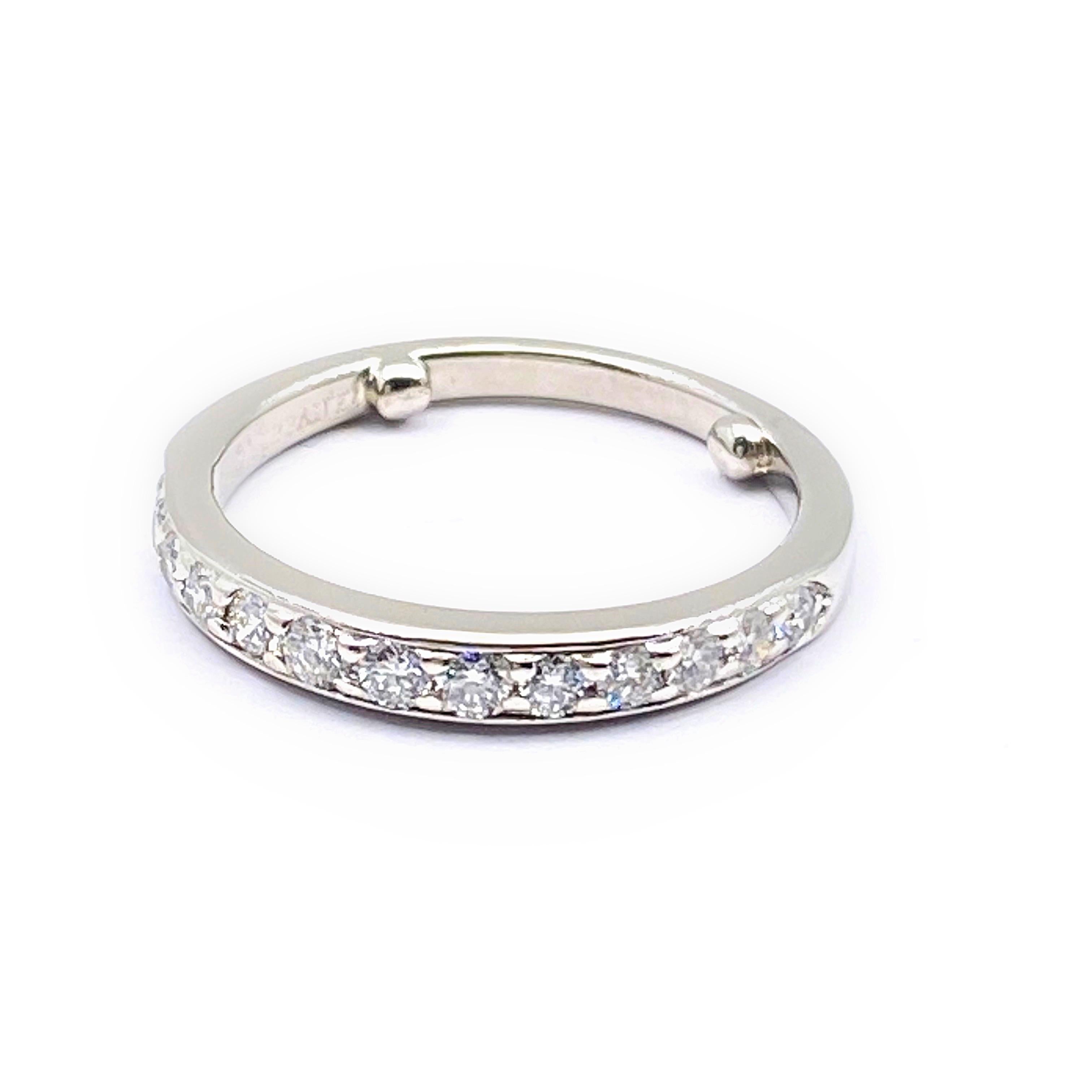 Tiffany & Co. Round Diamond Bead Set Half Circle Band Ring Platinum For Sale 1