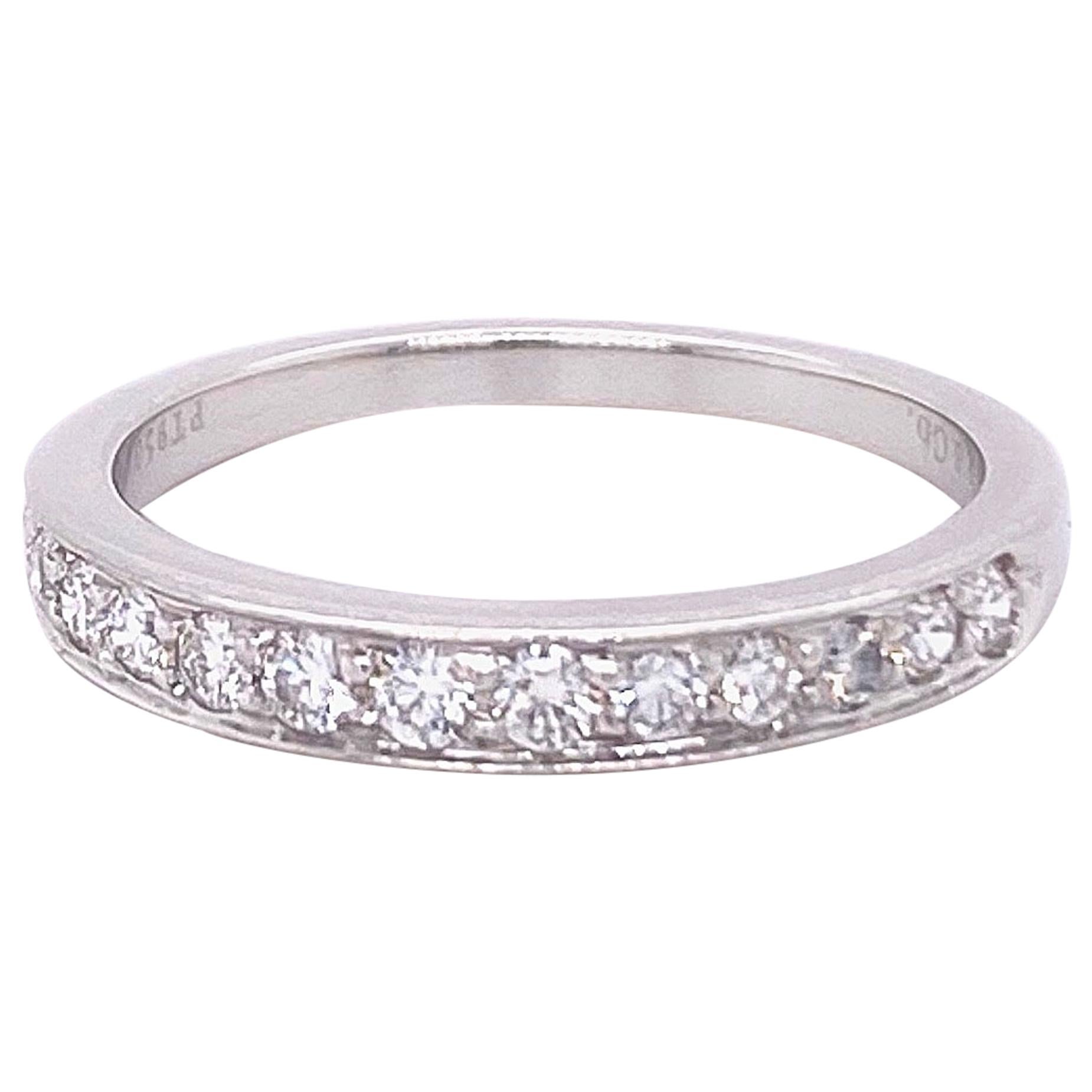 Tiffany & Co. Round Diamond Bead Set Half Circle Band Ring Platinum