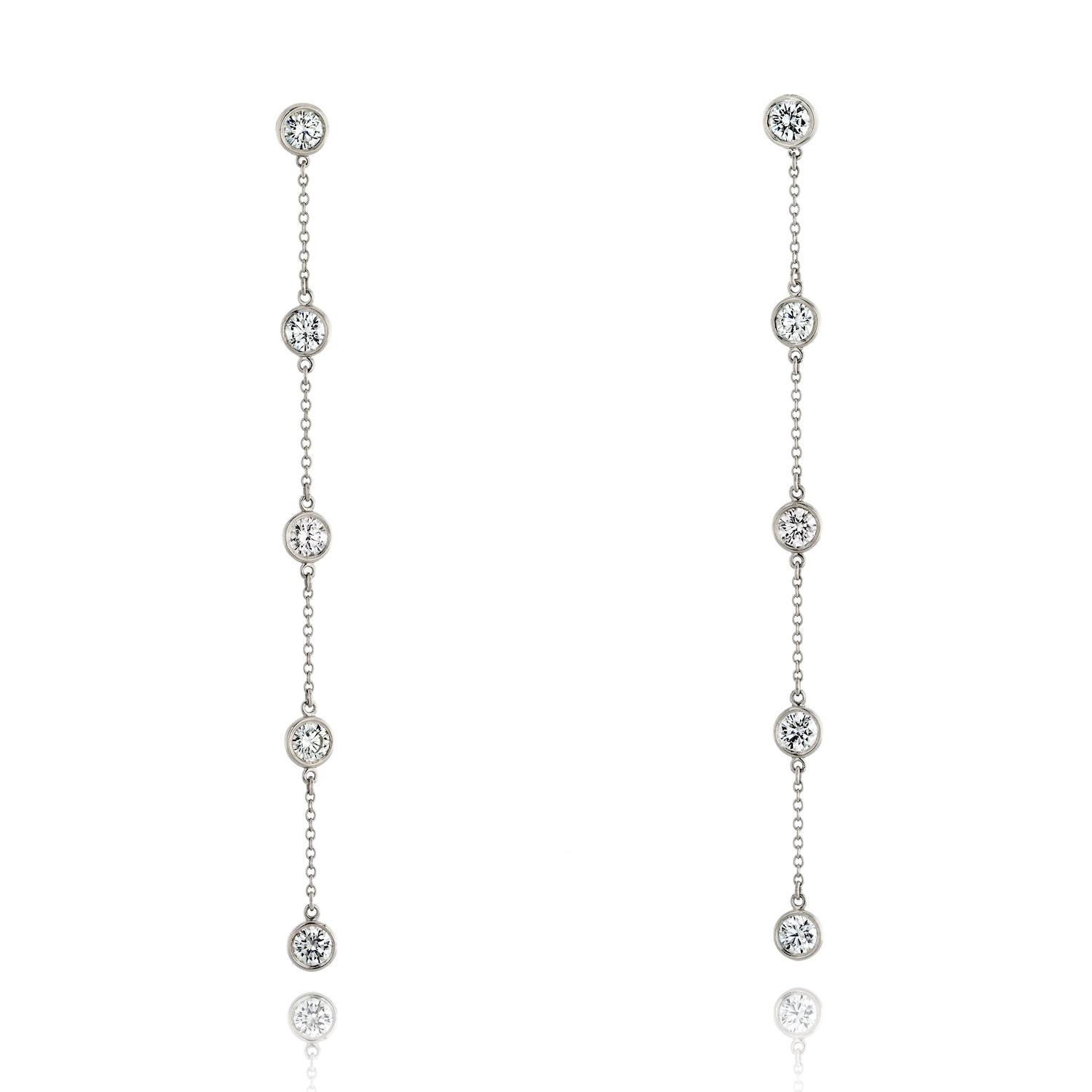 Modern Tiffany & Co Round Diamond Elsa Peretti Dangling Drop Earrings