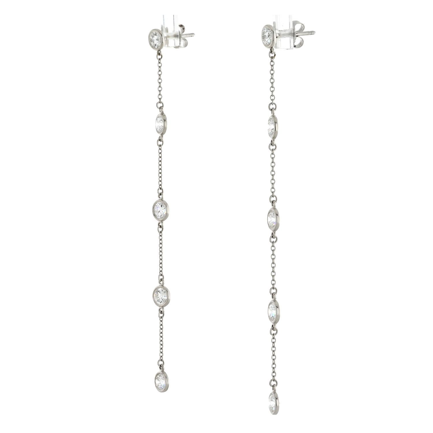 Round Cut Tiffany & Co Round Diamond Elsa Peretti Dangling Drop Earrings