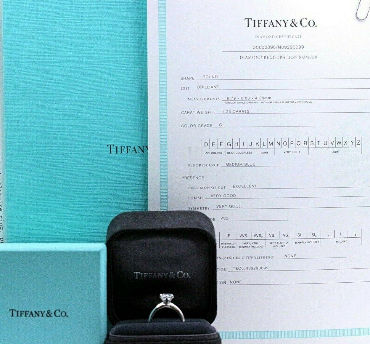 Tiffany & Co. Runder Diamant-Verlobungsring 1,33 Karat GVS2 Platin Damen im Angebot