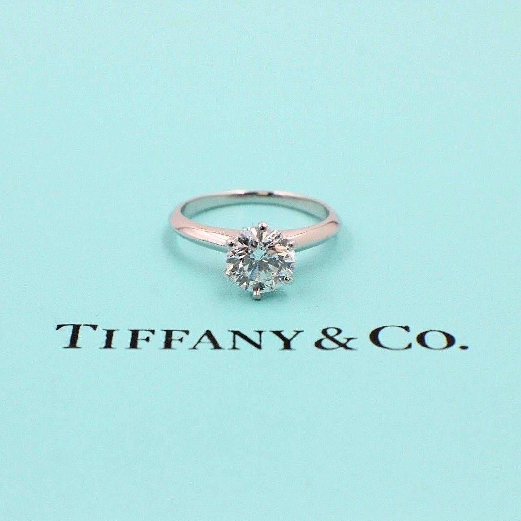 Tiffany & Co. Round Diamond Engagement Ring 1.39 Carat D VS1 Platinum 2