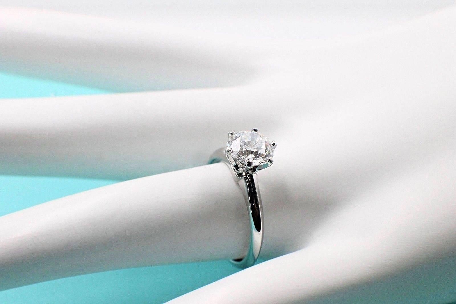 Tiffany & Co. Round Diamond Engagement Ring 1.39 Carat D VS1 Platinum 3