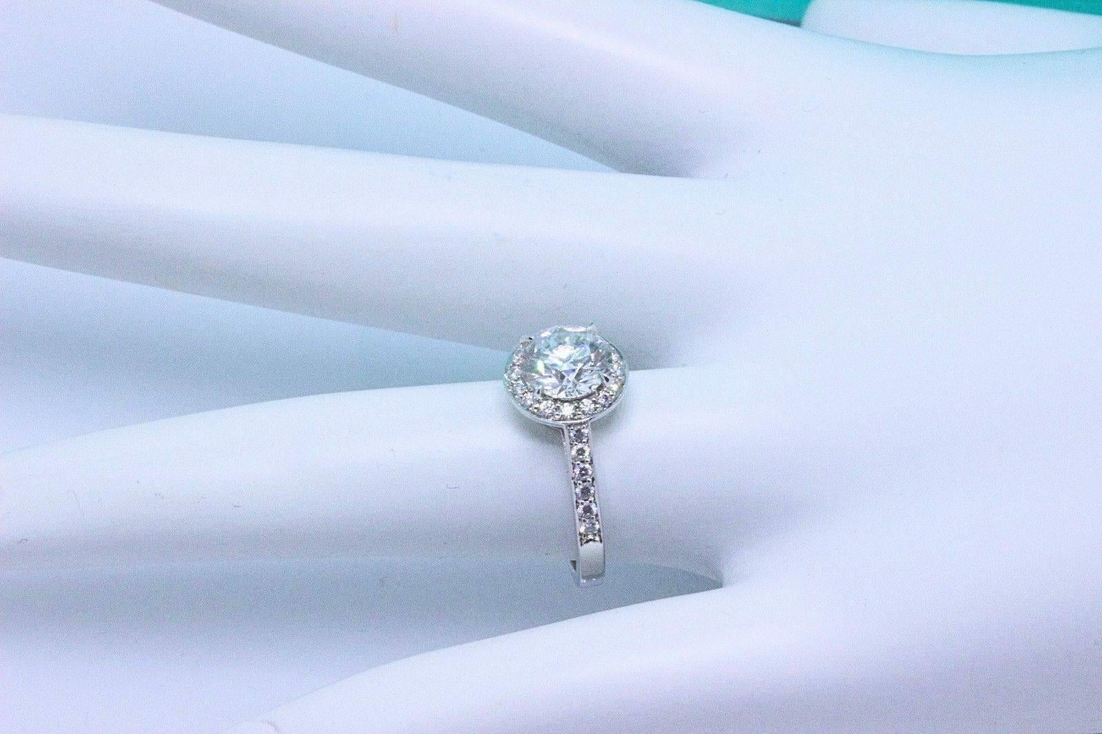 Women's or Men's Tiffany & Co. Round Diamond Engagement Ring 1.51 Carat G VS2 in Platinum