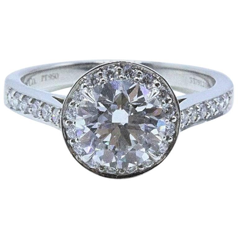Tiffany & Co. Round Diamond Engagement Ring 1.51 Carat G VS2 in Platinum