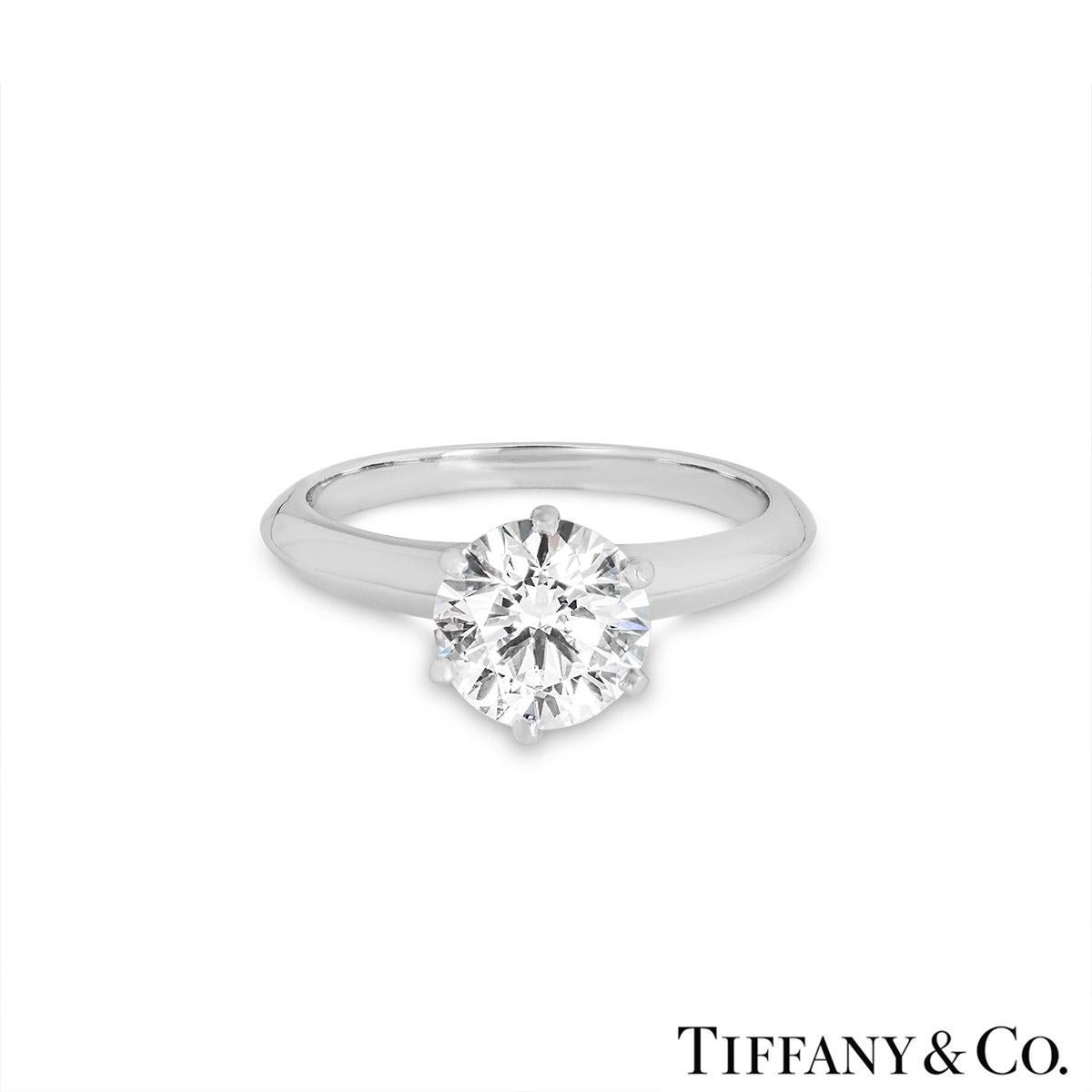 Round Cut Tiffany & Co. Round Diamond Engagement Ring 1.53 Carat For Sale
