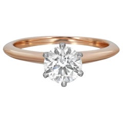 Tiffany & Co. Round Diamond Engagement Ring 18K Yellow Gold Platinum 0.82Cttw