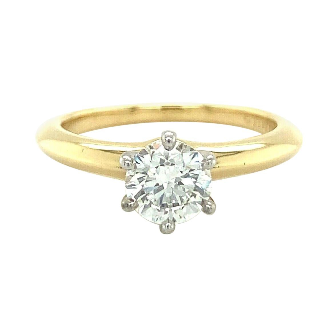 Tiffany & Co. Round Diamond Engagement Ring .70 Ct G VVS1 18k and Platinum