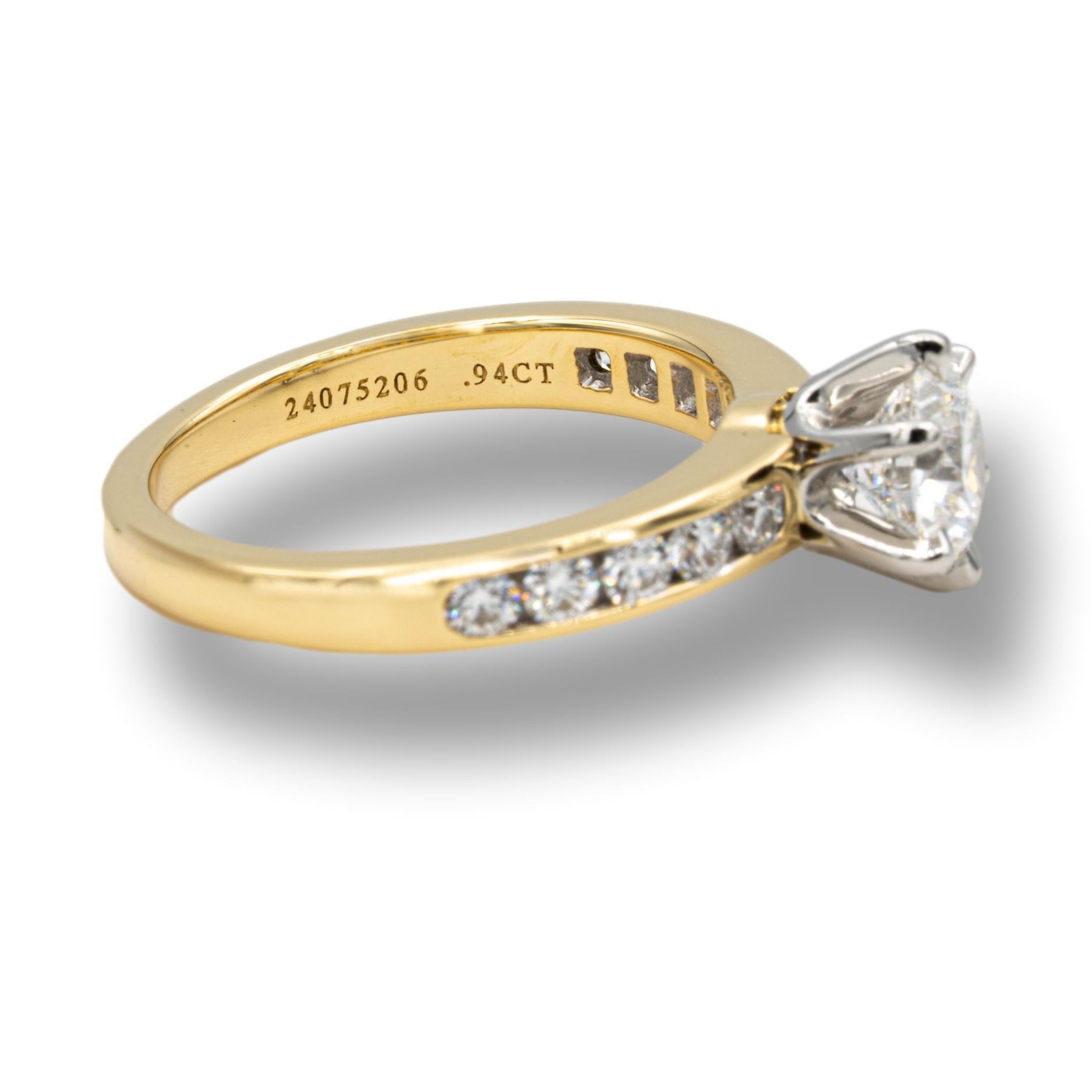 Round Cut Tiffany & Co. Round Diamond Engagement Ring Channel Set 1.29 Cts. 18K Yellow PLT
