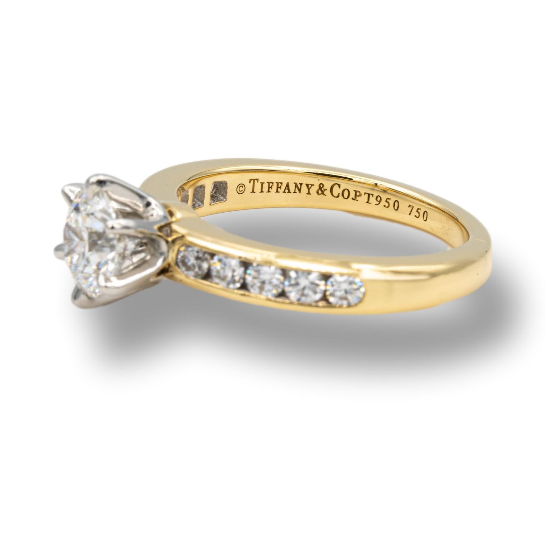 Tiffany & Co. Round Diamond Engagement Ring Channel Set 1.29 Cts. 18K Yellow PLT In Excellent Condition In New York, NY