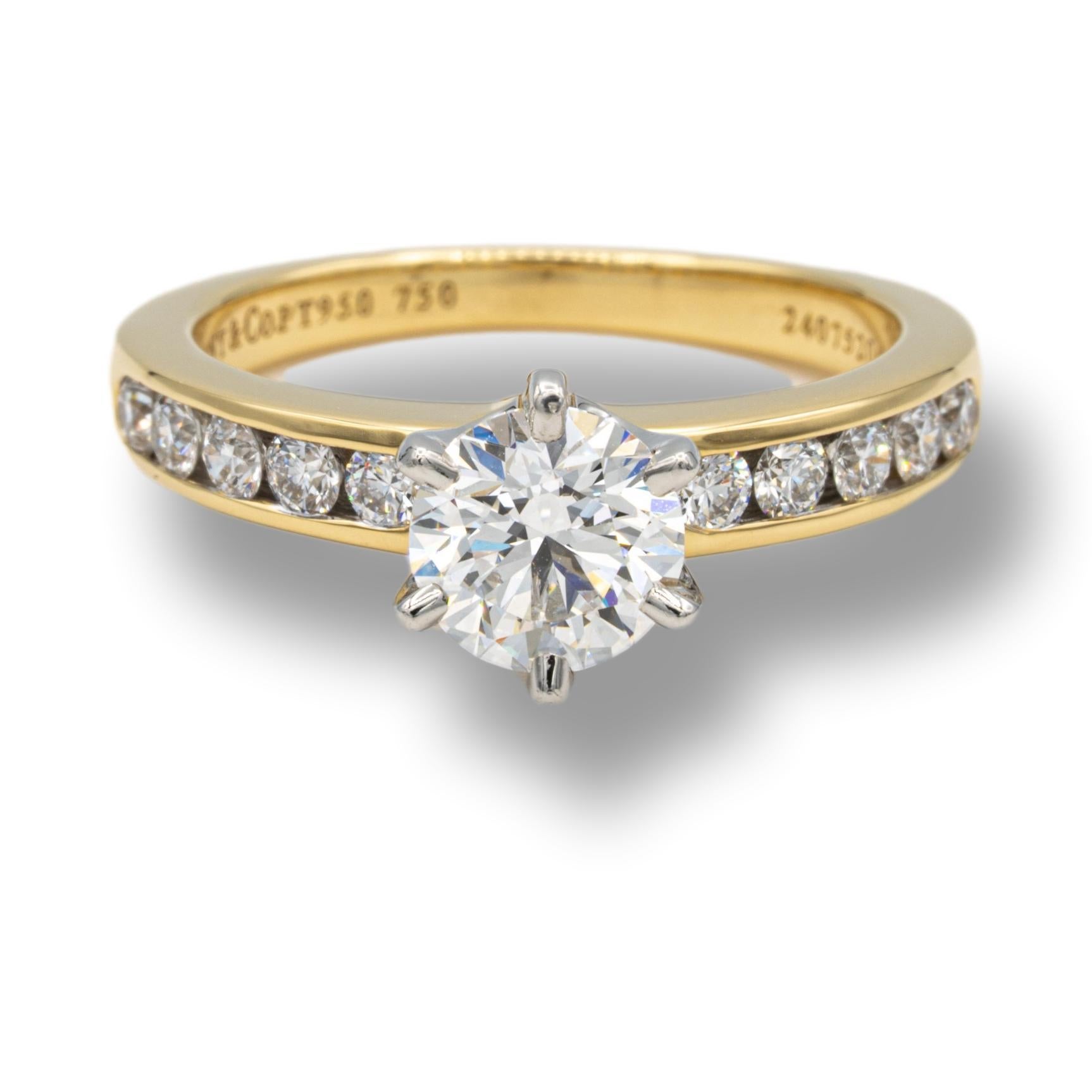Tiffany & Co. Round Diamond Engagement Ring Channel Set 1.29 Cts. 18K Yellow PLT 1