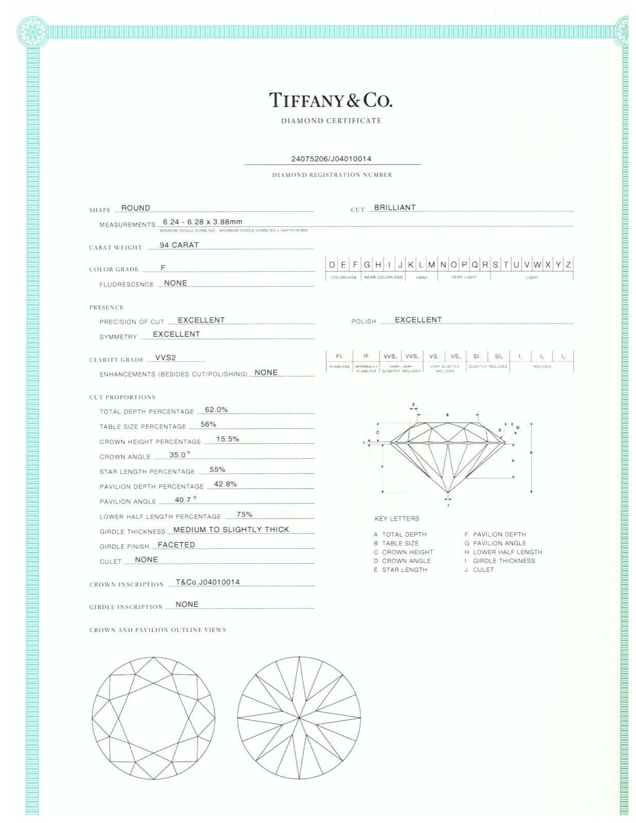 Tiffany & Co. Round Diamond Engagement Ring Channel Set 1.29 Cts. 18K Yellow PLT 2
