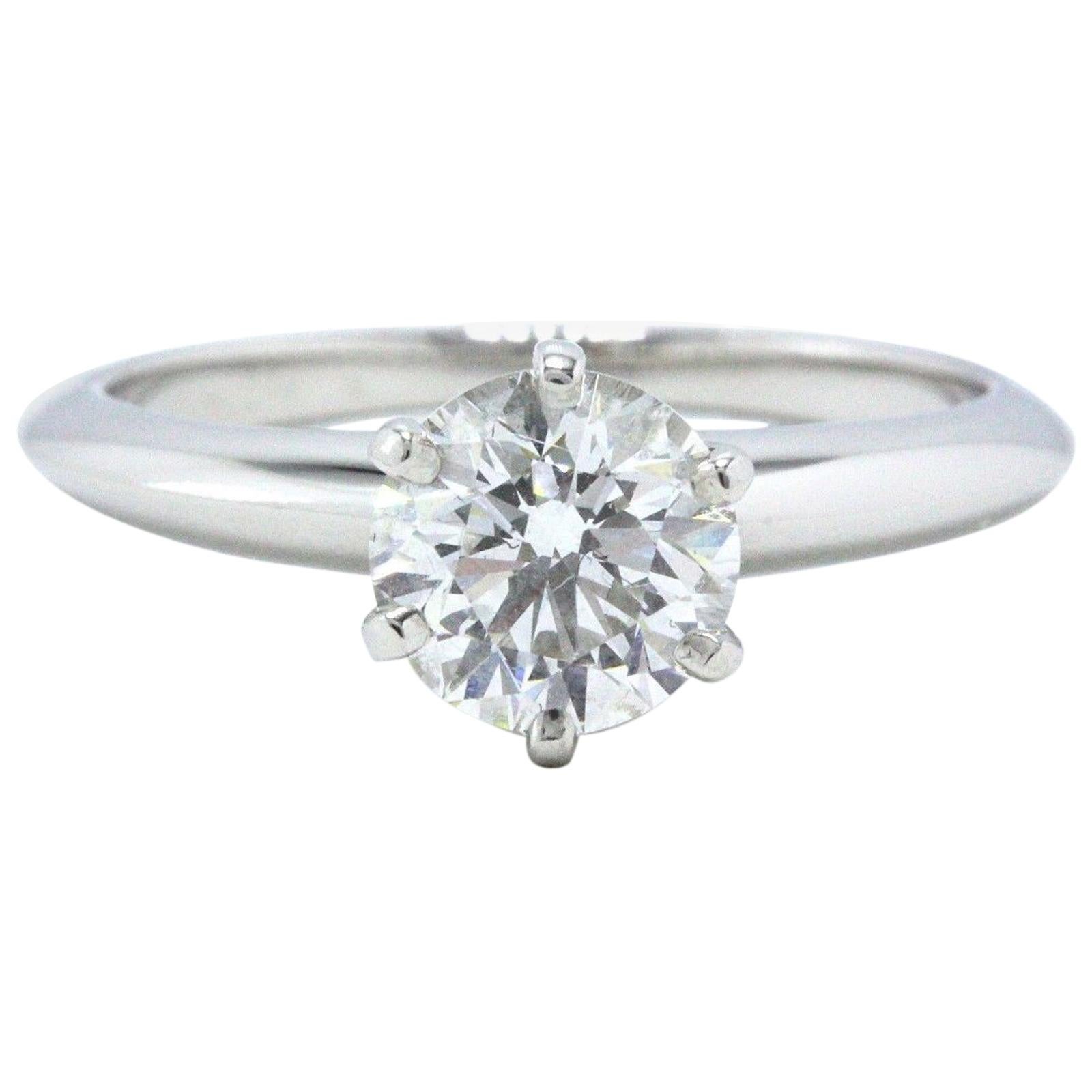 Tiffany & Co. Round Diamond Engagement Ring Solitaire 1.07 Carat F VS1 Platinum