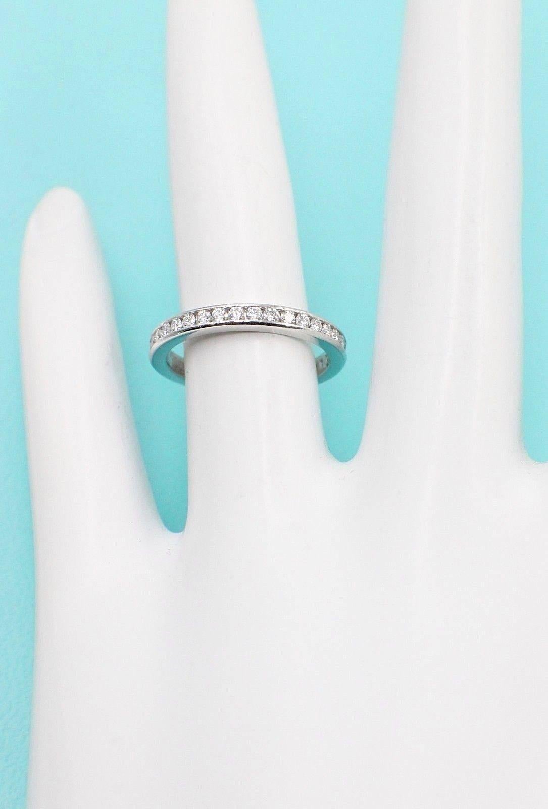 Tiffany & Co. Round Diamond Full Circle Wedding Band Ring Platinum In Excellent Condition For Sale In San Diego, CA