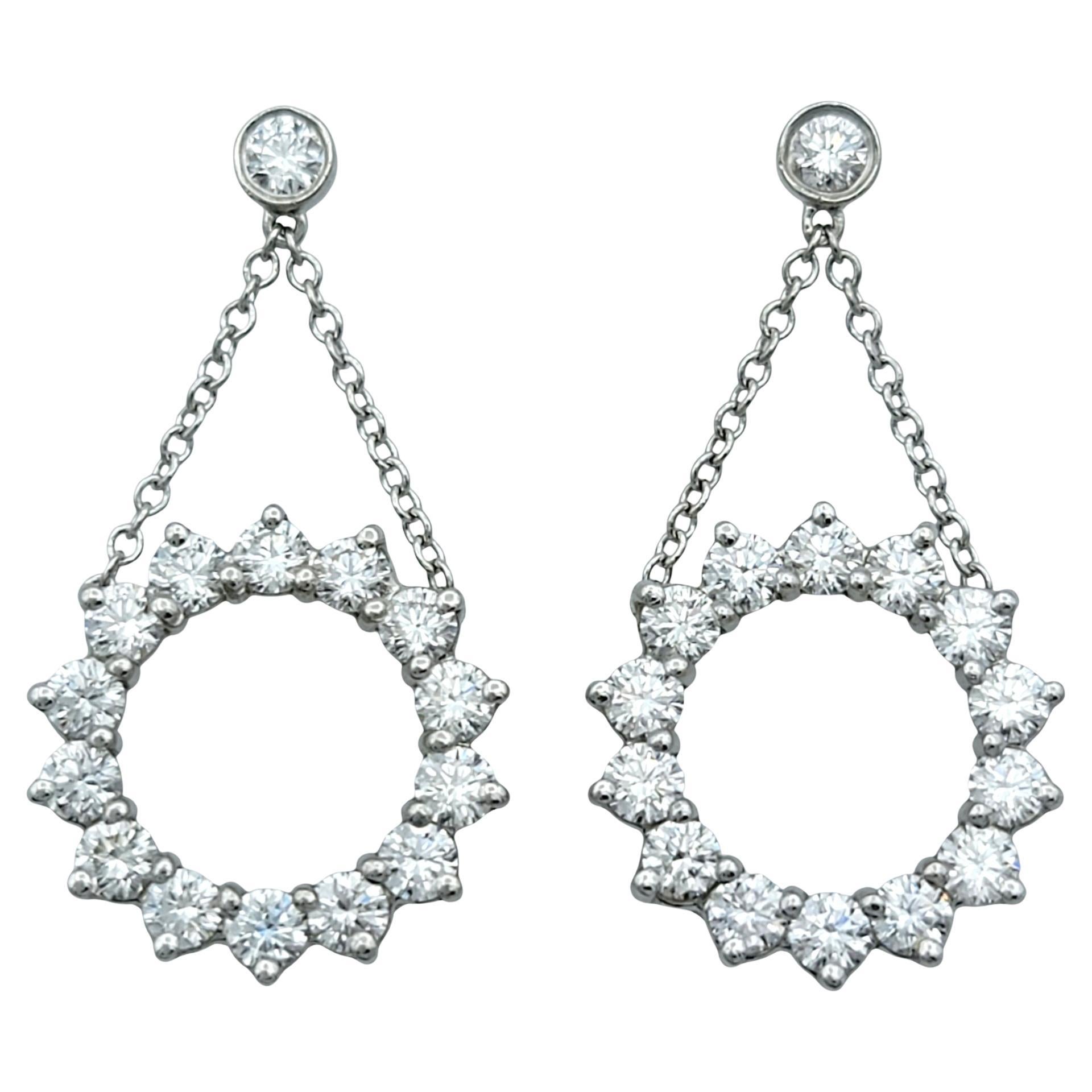 Tiffany & Co. Offene runde Diamant-Tropfenohrringe aus poliertem Platin