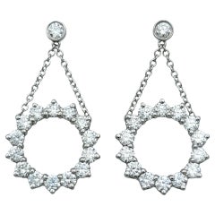 Tiffany & Co. Offene runde Diamant-Tropfenohrringe aus poliertem Platin
