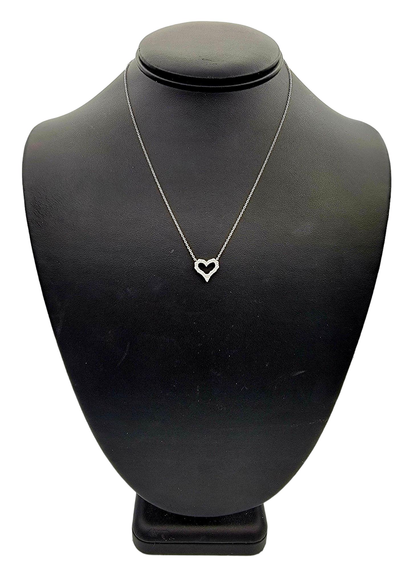 Tiffany & Co. Round Diamond Open Heart Pendant Necklace in Platinum, F-G / VS1-2 For Sale 3