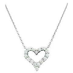 Tiffany & Co. Round Diamond Open Heart Pendant Necklace in Platinum, F-G / VS1-2
