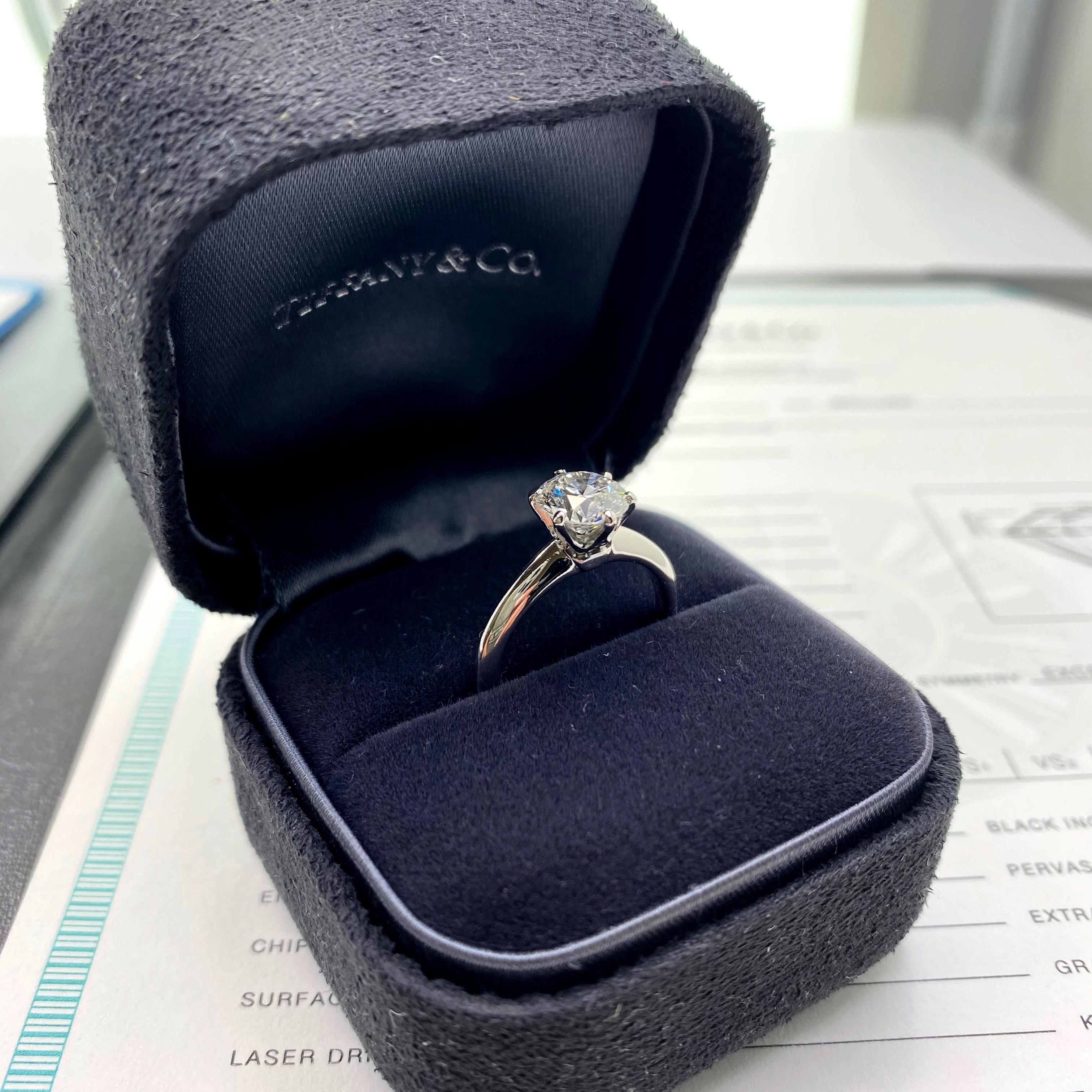 Tiffany & Co. Round Diamond Solitaire 1.27 Carat G VS1 Ring in Platinum 4