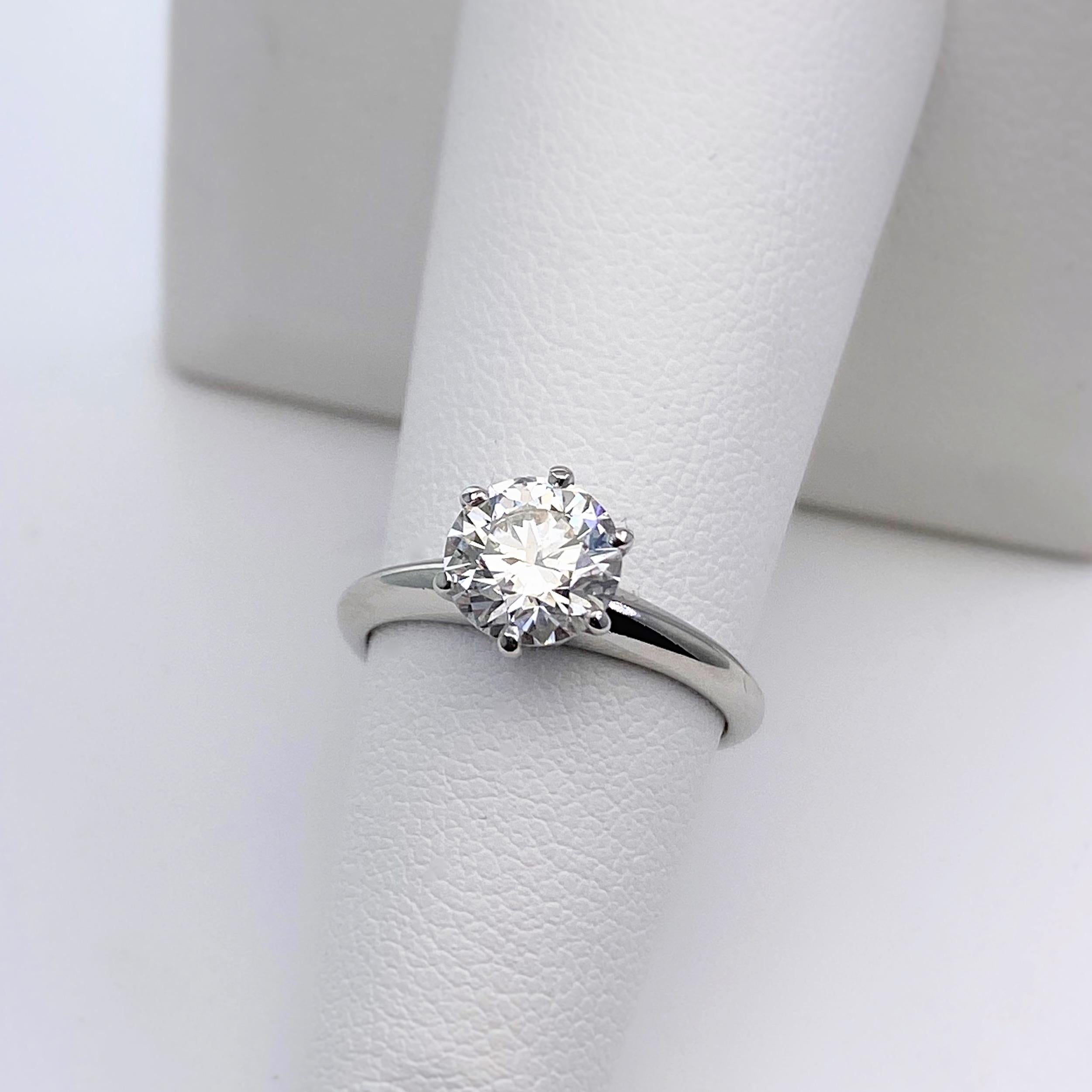 Tiffany & Co. Round Diamond Solitaire 1.27 Carat G VS1 Ring in Platinum In Excellent Condition In San Diego, CA