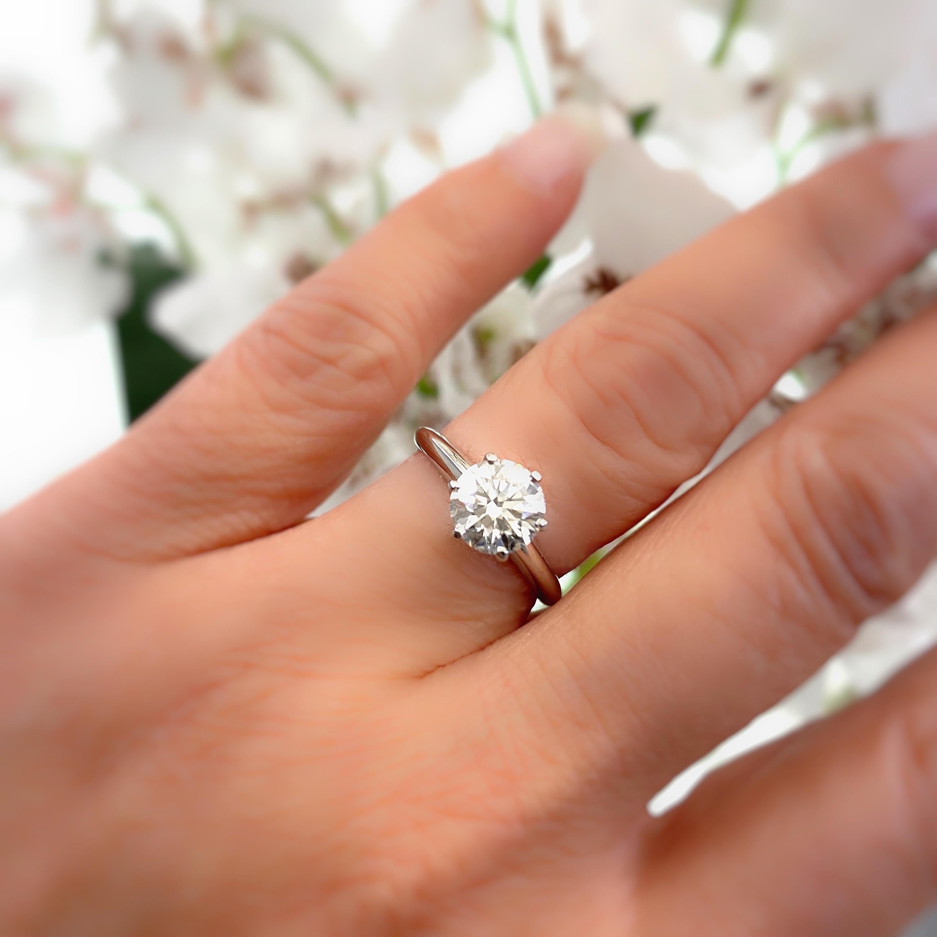 Tiffany & Co. Round Diamond Solitaire 1.27 Carat G VS1 Ring in Platinum 1