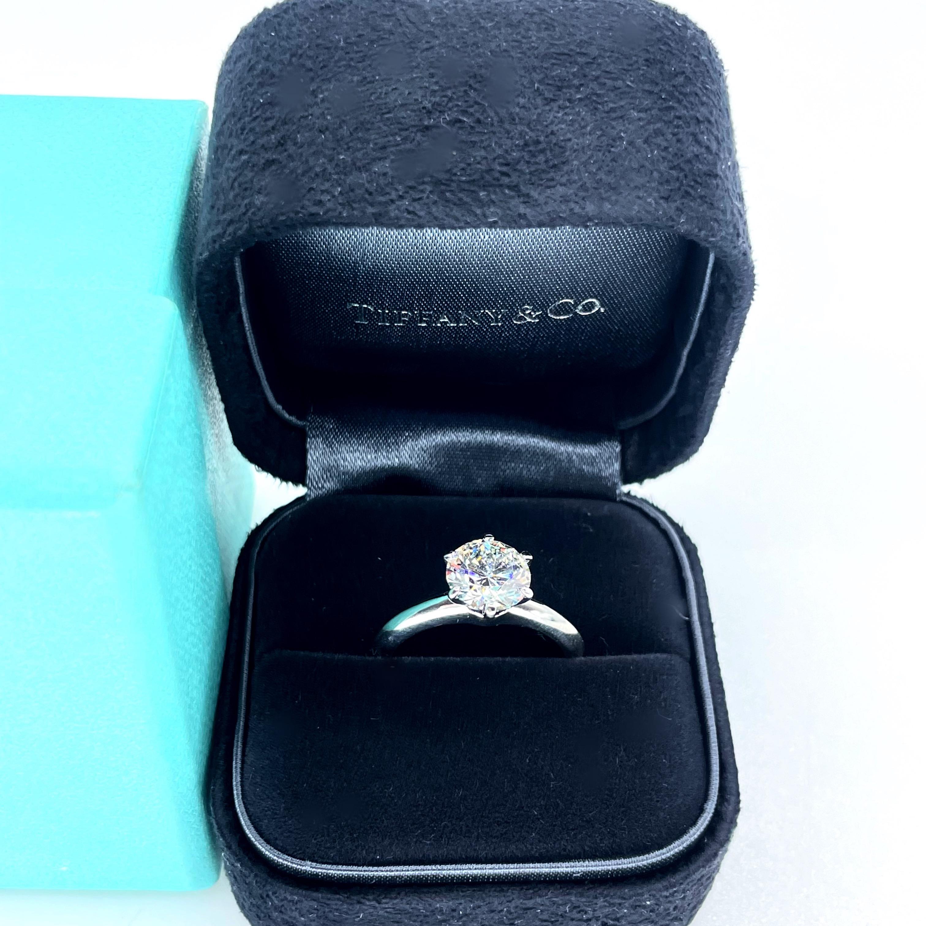 Tiffany & Co Round Diamond Solitaire 1.72 cts H VVS2 Plat Engagement Ring Papers For Sale 5