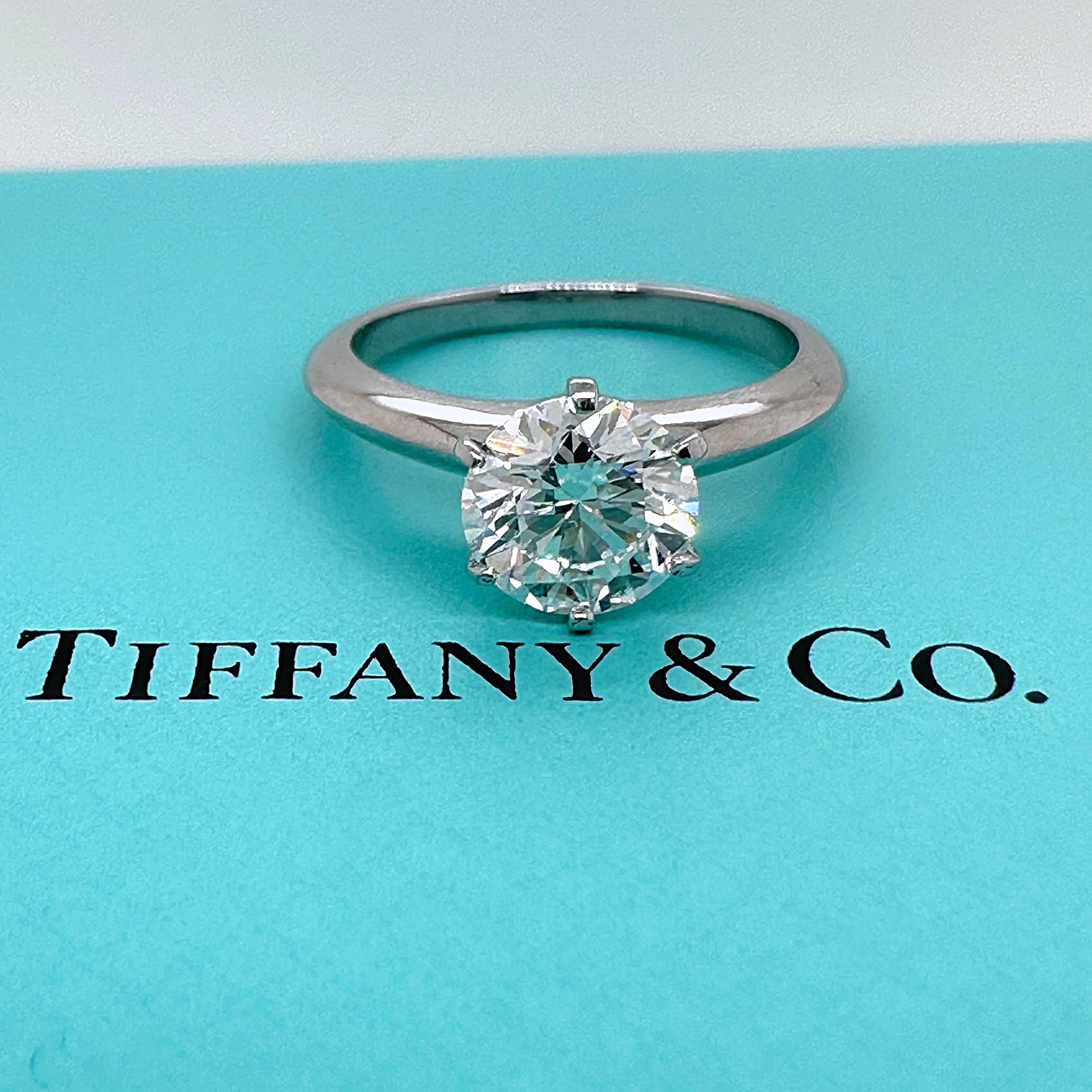 Tiffany & Co Round Diamond Solitaire 1.72 cts H VVS2 Plat Engagement Ring Papers For Sale 6