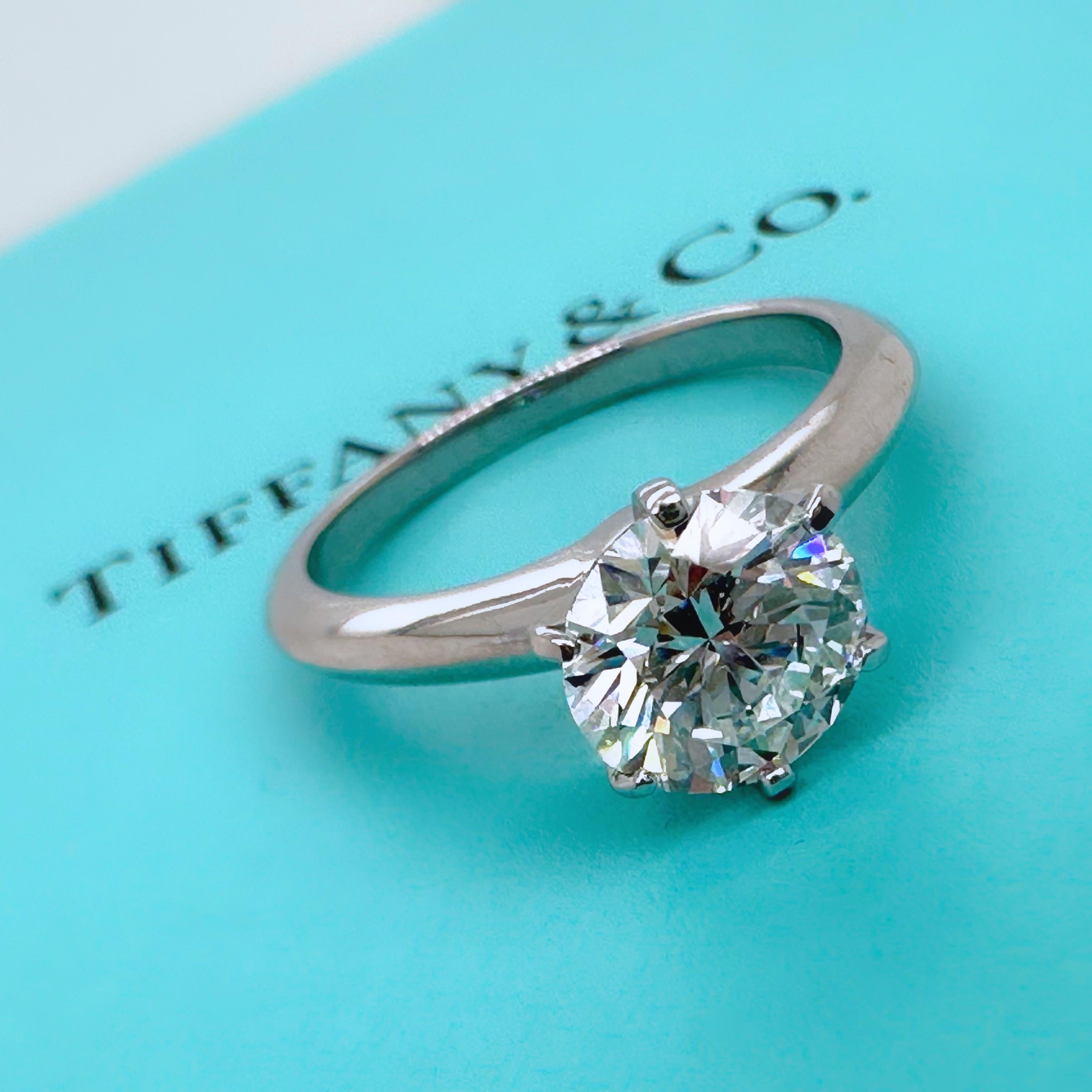 Tiffany & Co Round Diamond Solitaire 1.72 cts H VVS2 Plat Engagement Ring Papers For Sale 7