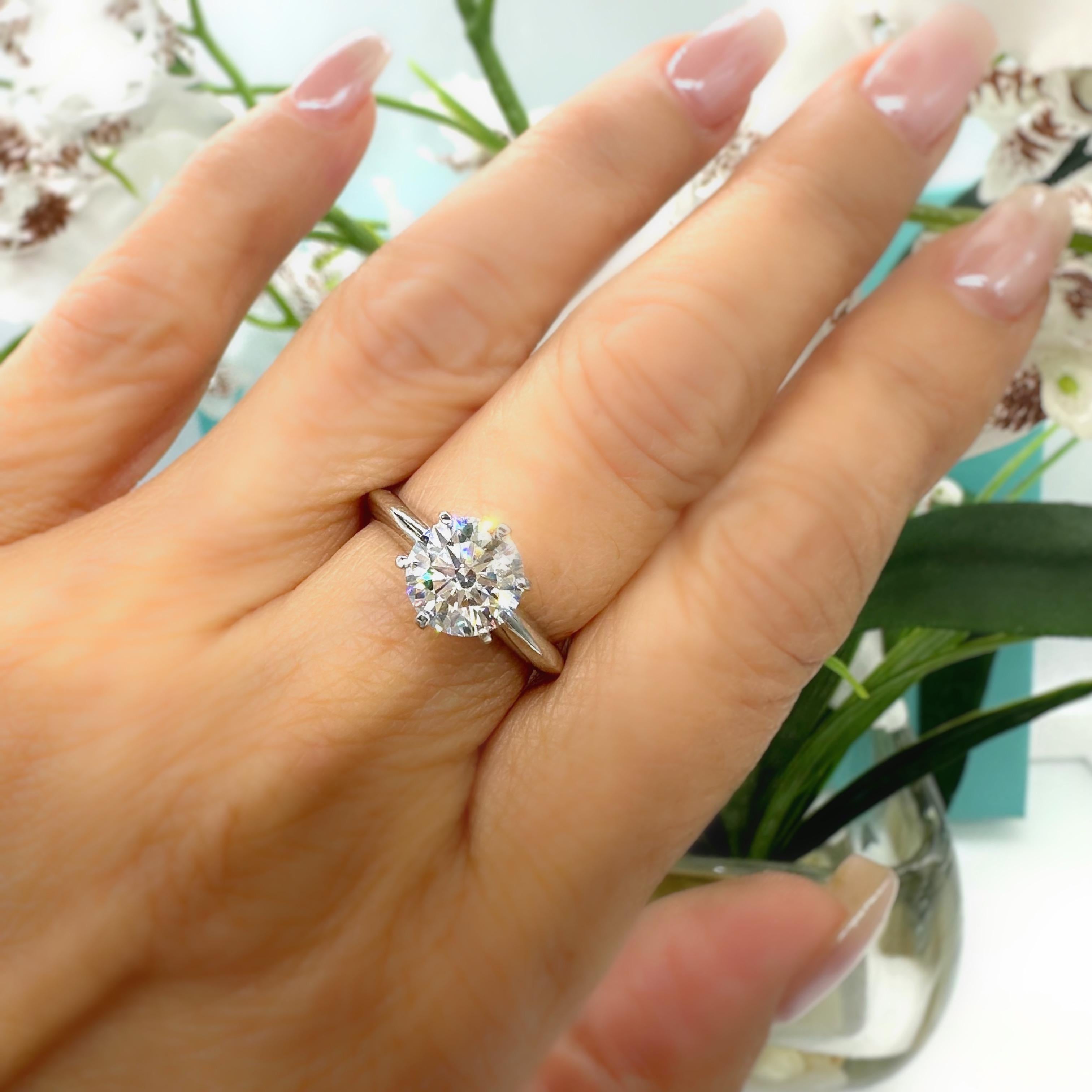 Tiffany & Co Platinum Diamond Engagement Ring Round Solitaire 1.72 cts H VVS2 For Sale 9