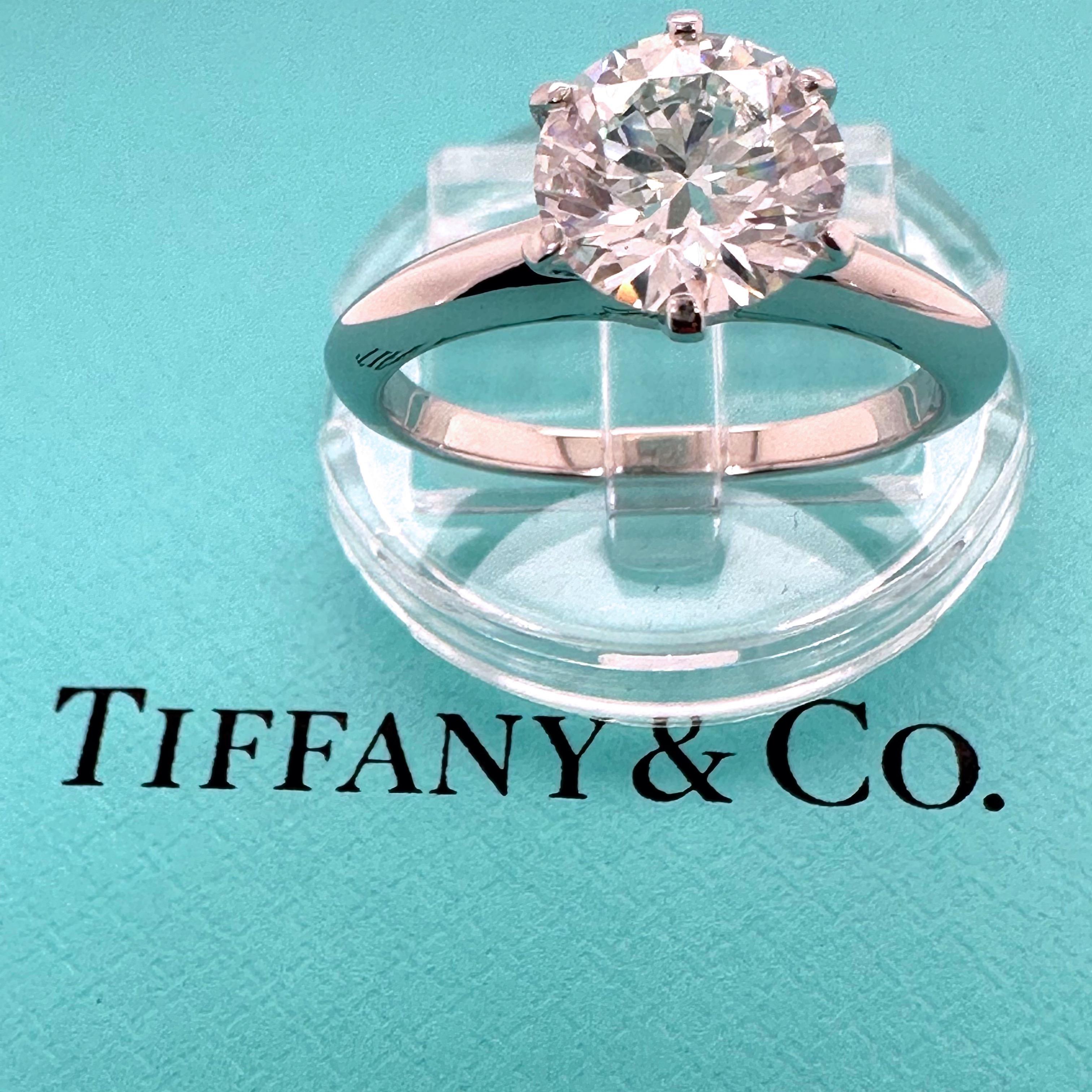 Tiffany & Co Platinum Diamond Engagement Ring Round Solitaire 1.72 cts H VVS2 For Sale 10