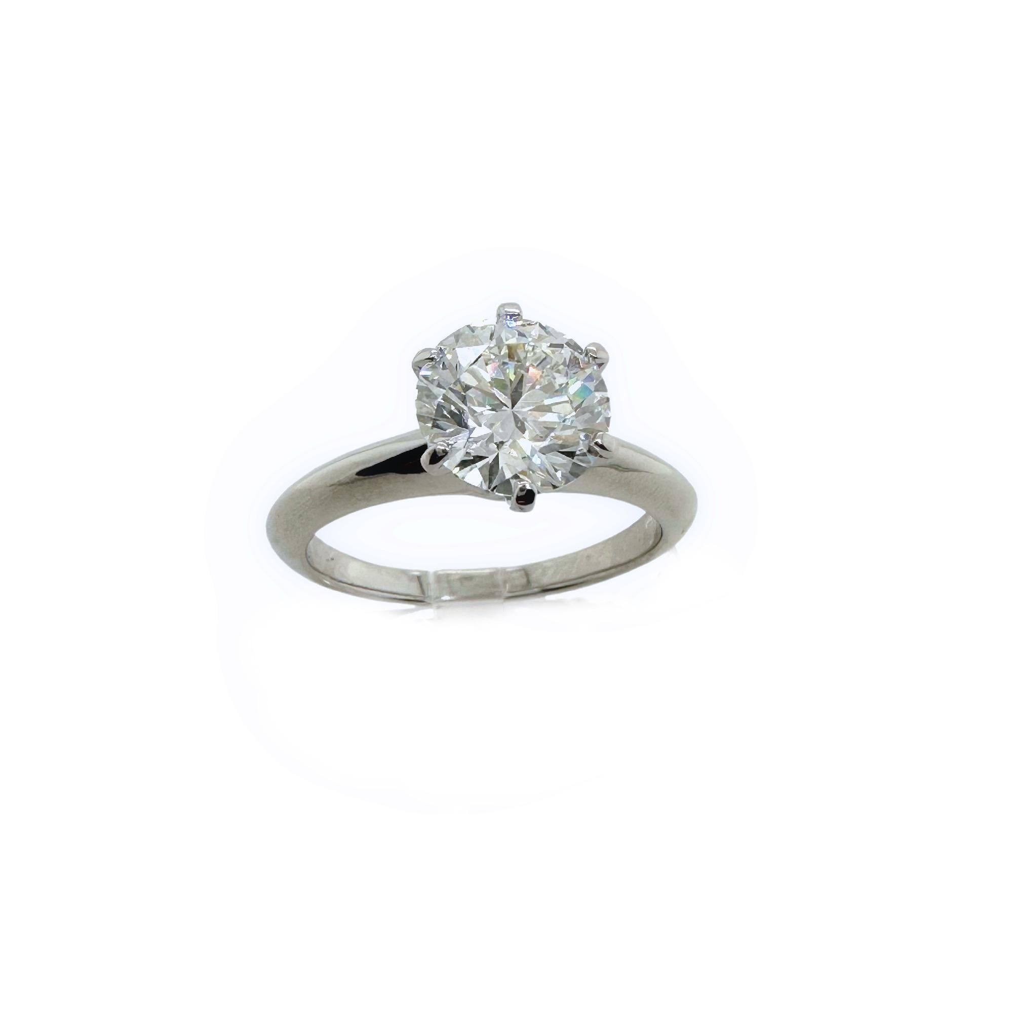 Tiffany & Co Round Diamond Solitaire 1.72 cts H VVS2 Plat Engagement Ring Papers For Sale 1