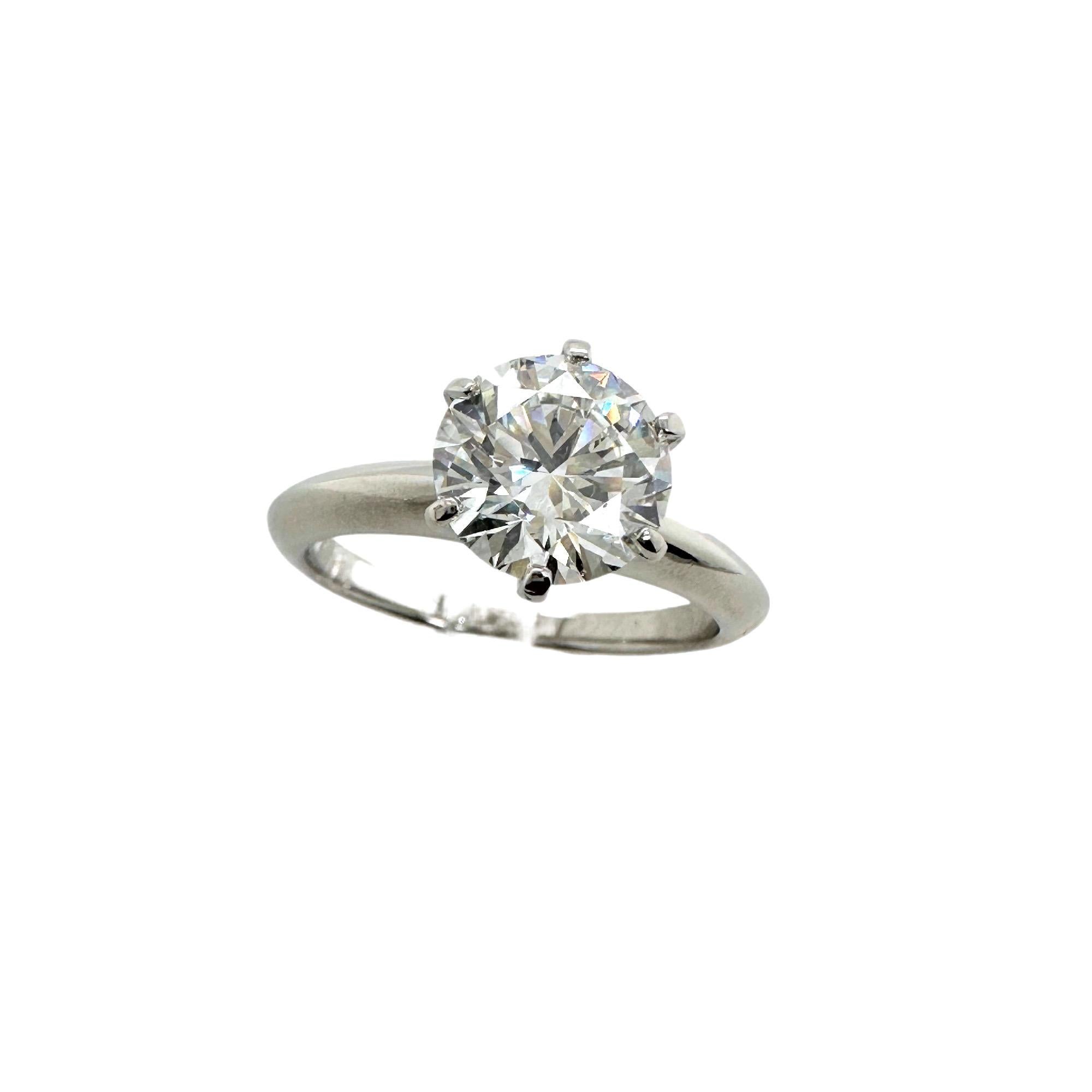 Tiffany & Co Round Diamond Solitaire 1.72 cts H VVS2 Plat Engagement Ring Papers For Sale 3