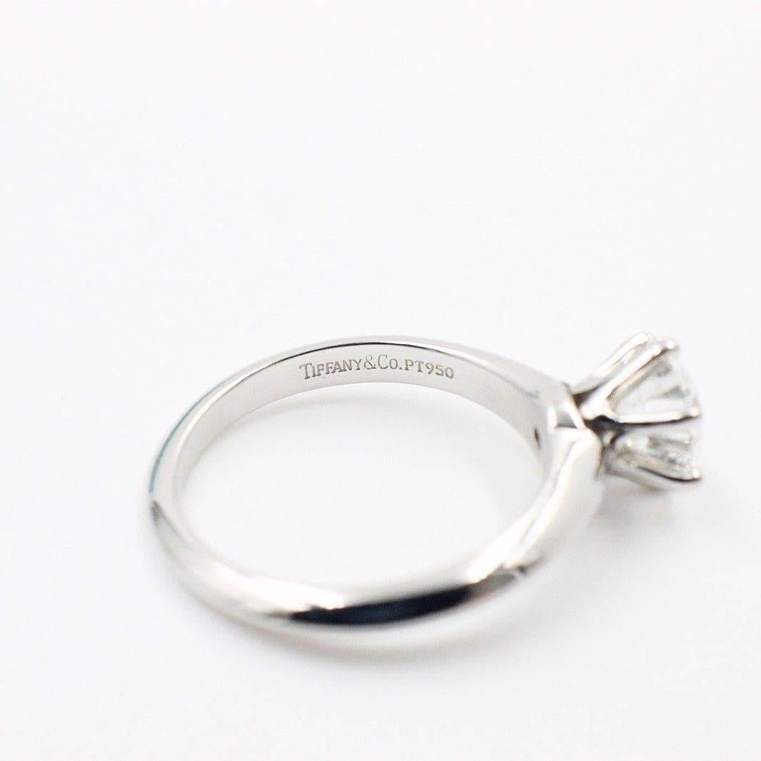 Tiffany & Co. Round Diamond Solitaire Engagement Ring 0.92 Carat E VVS1 6