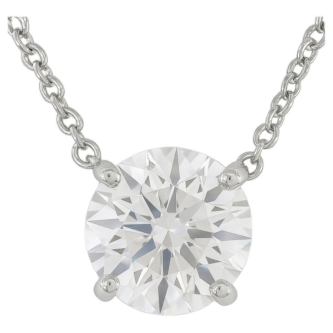 Tiffany & Co. Collier pendentif solitaire en diamant rond - 2.69 Ctw en vente