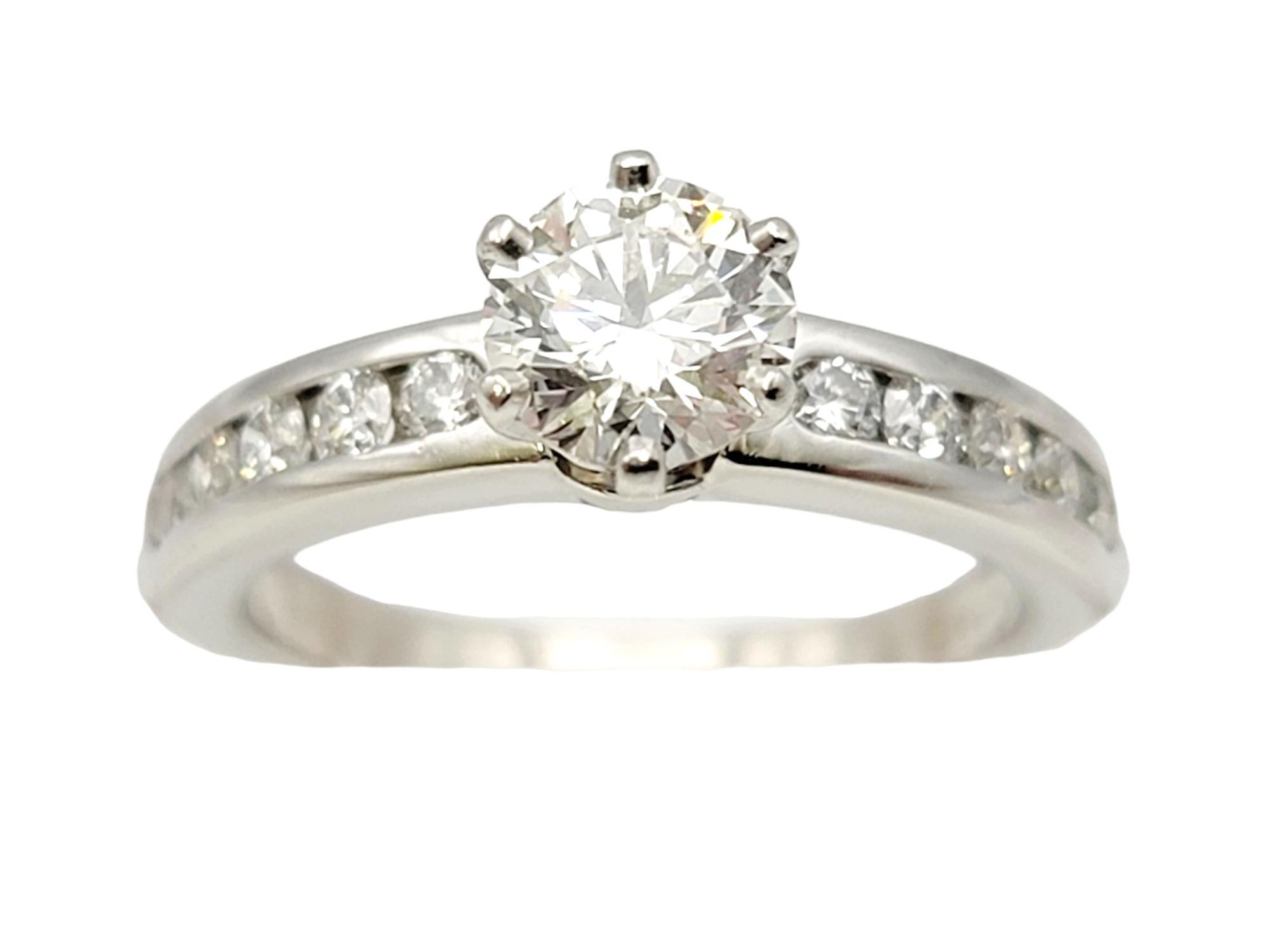 Contemporary Tiffany & Co. Round Diamond Solitaire Platinum Engagement Ring .73 Center G VVS2