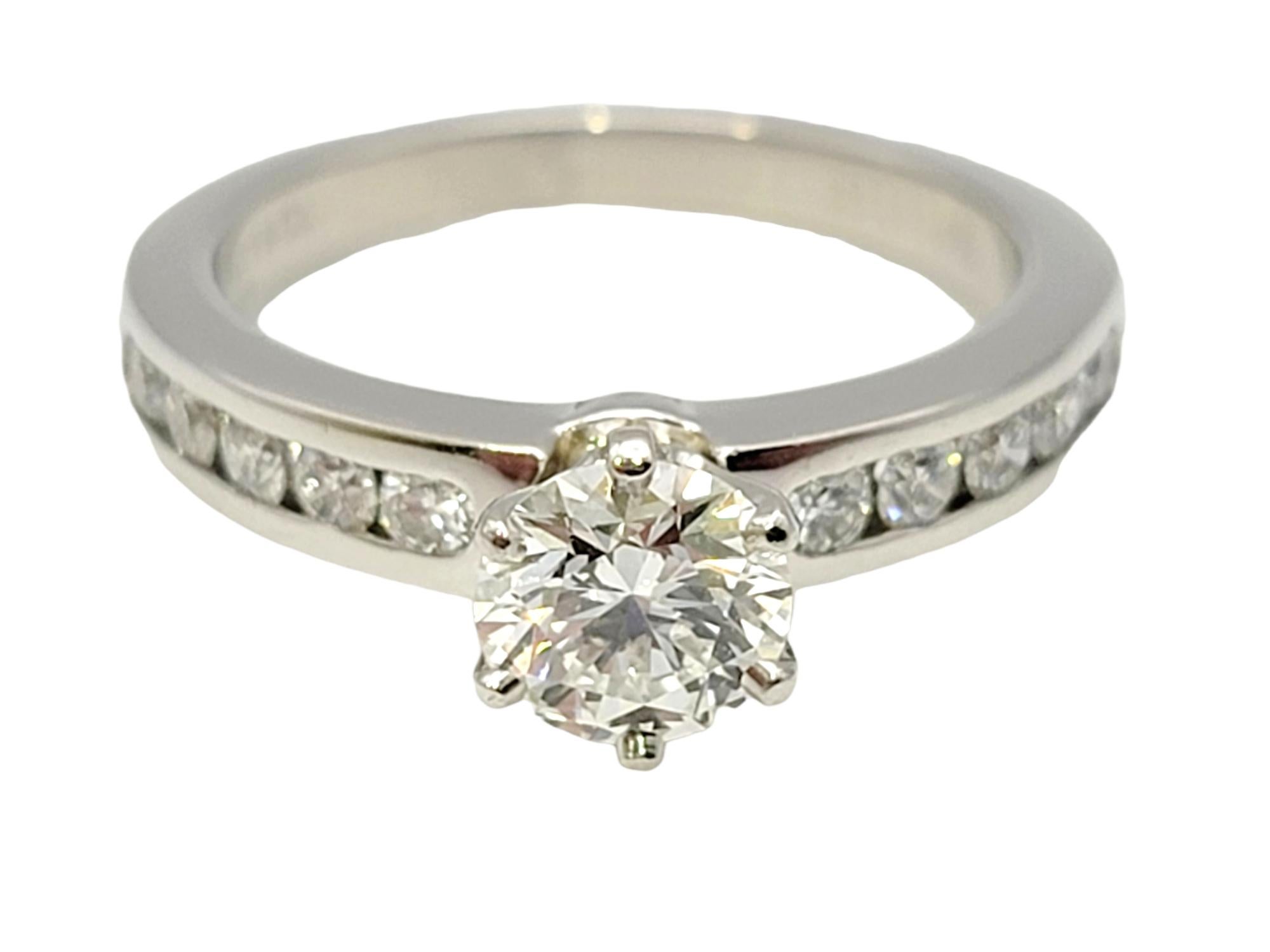 Round Cut Tiffany & Co. Round Diamond Solitaire Platinum Engagement Ring .73 Center G VVS2
