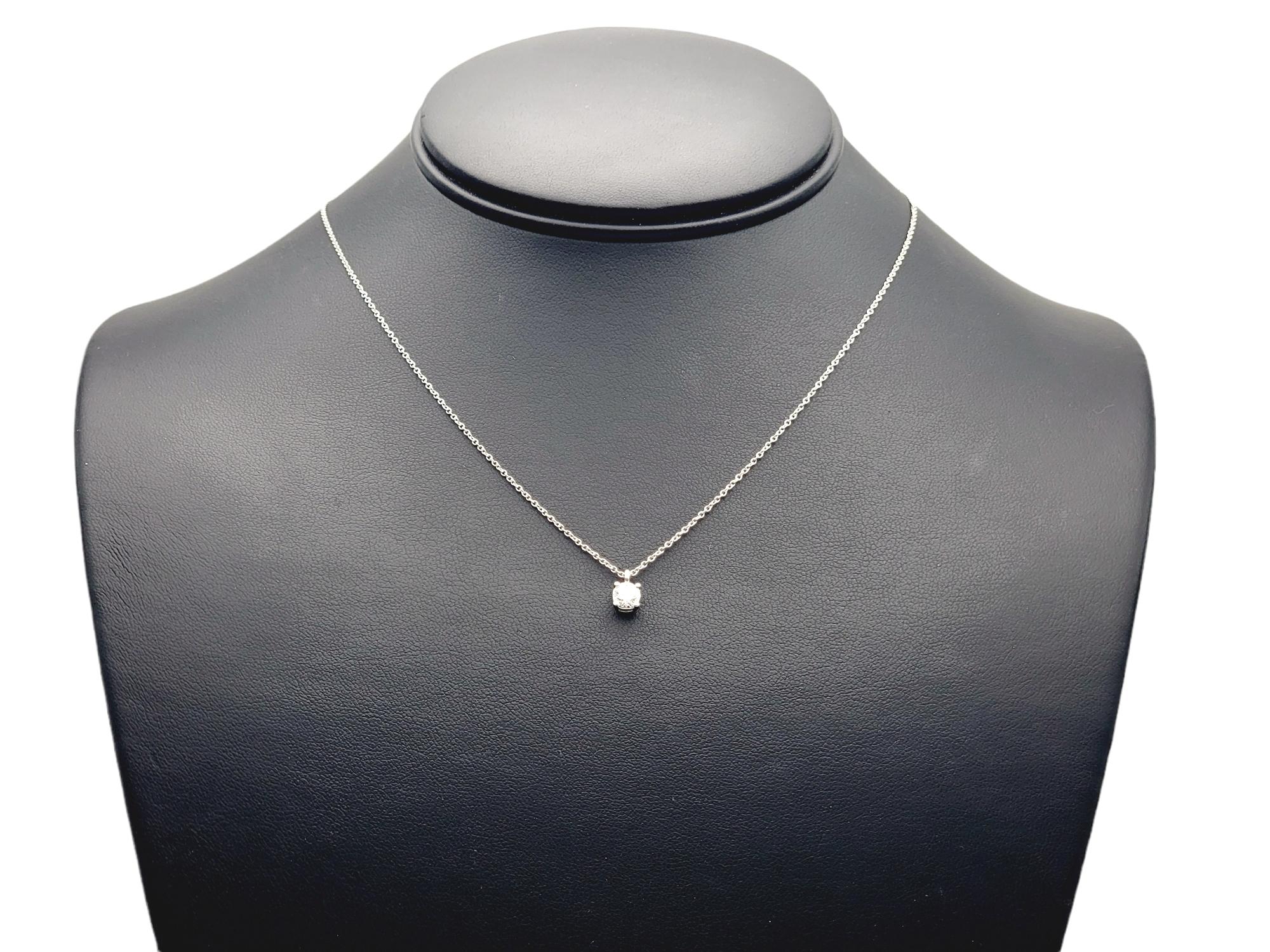 Tiffany & Co. Round Diamond Solitaire Platinum Necklace .38 Carat D / VS2 3