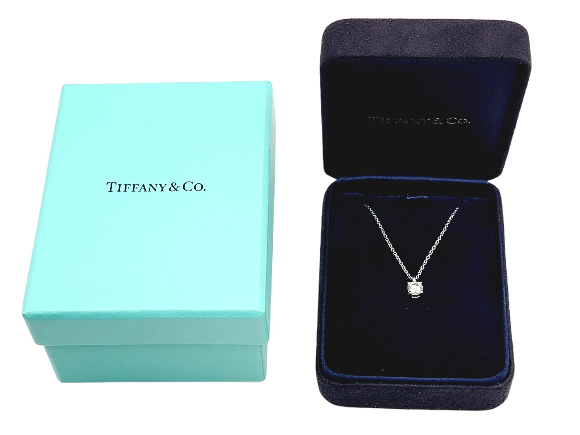 Tiffany & Co. Round Diamond Solitaire Platinum Necklace .38 Carat D / VS2 4