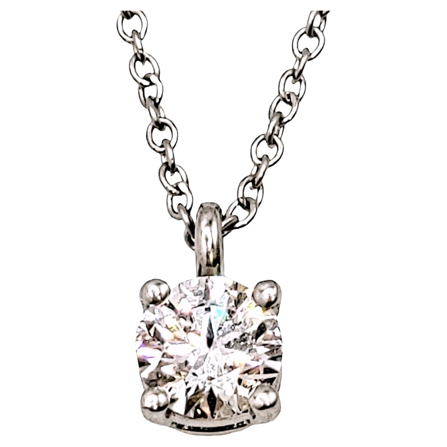 Tiffany & Co. Round Diamond Solitaire Platinum Necklace .38 Carat D / VS2