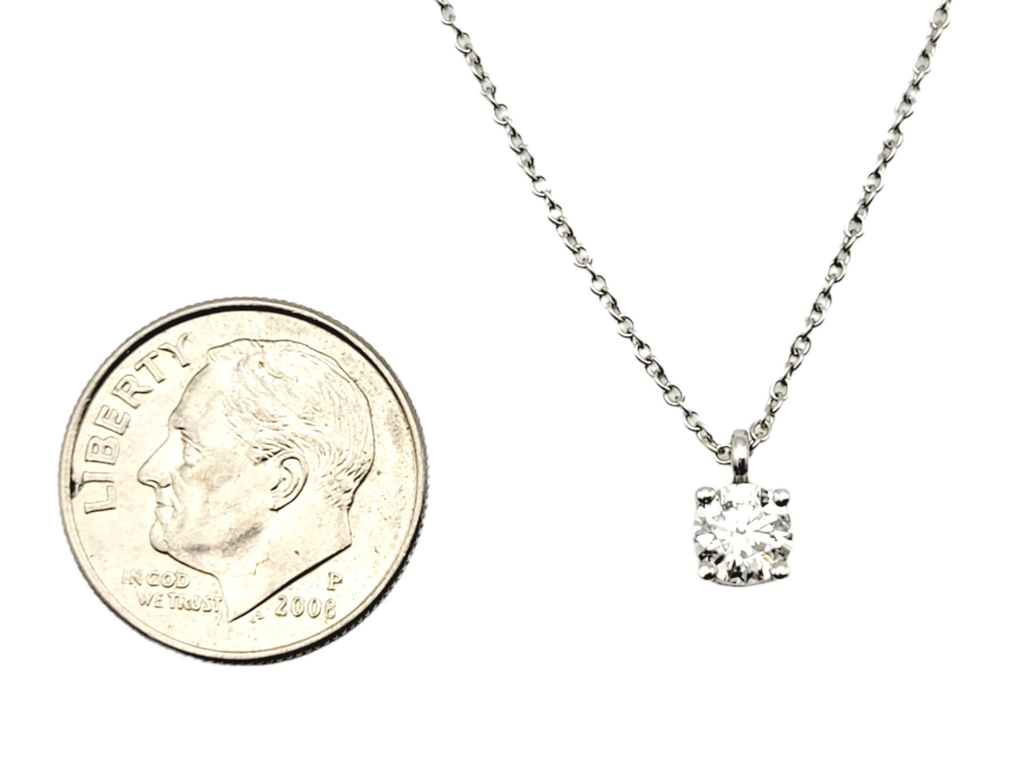 Women's Tiffany & Co. Round Diamond Solitaire Platinum Necklace .39 Carat F / VVS2