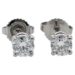 Tiffany & Co. Round Diamond Stud Earrings 0.52 TCW E VS1 Platinum Certificates