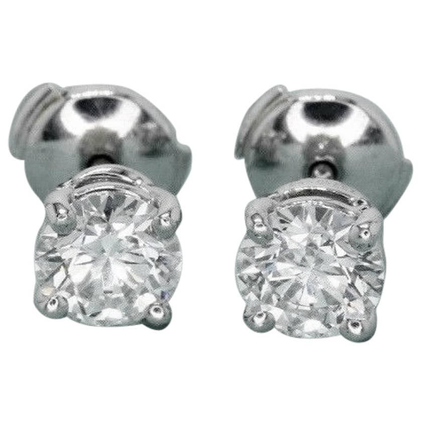 Tiffany & Co. Round Diamond Stud Earrings 2.02 TCW G VS1 and VS2 Platinum