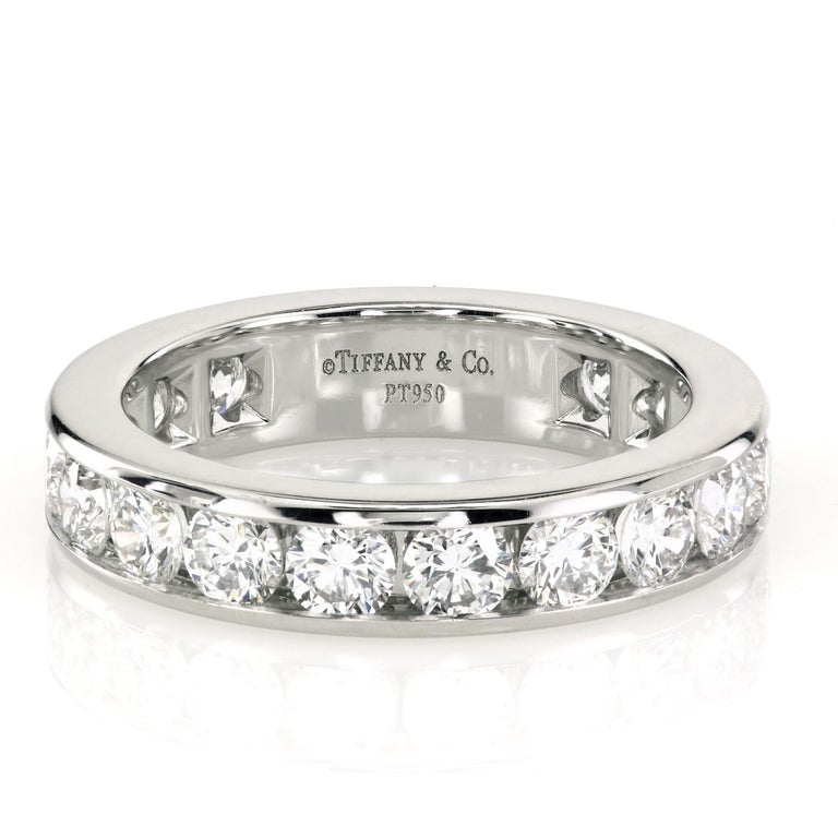 Tiffany Channel Set Platinum Round Diamond Wedding Band