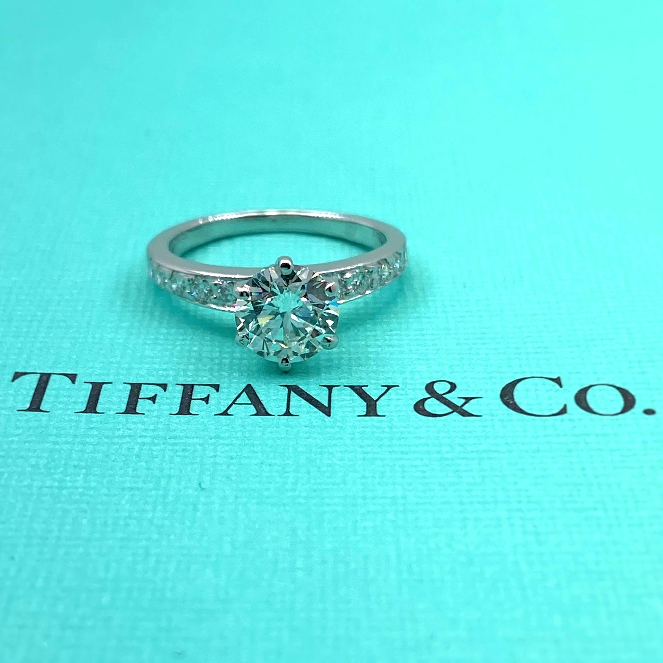 Tiffany & Co. Round Diamond with Channel Set Band 1.41 Carat Ring Plat 6