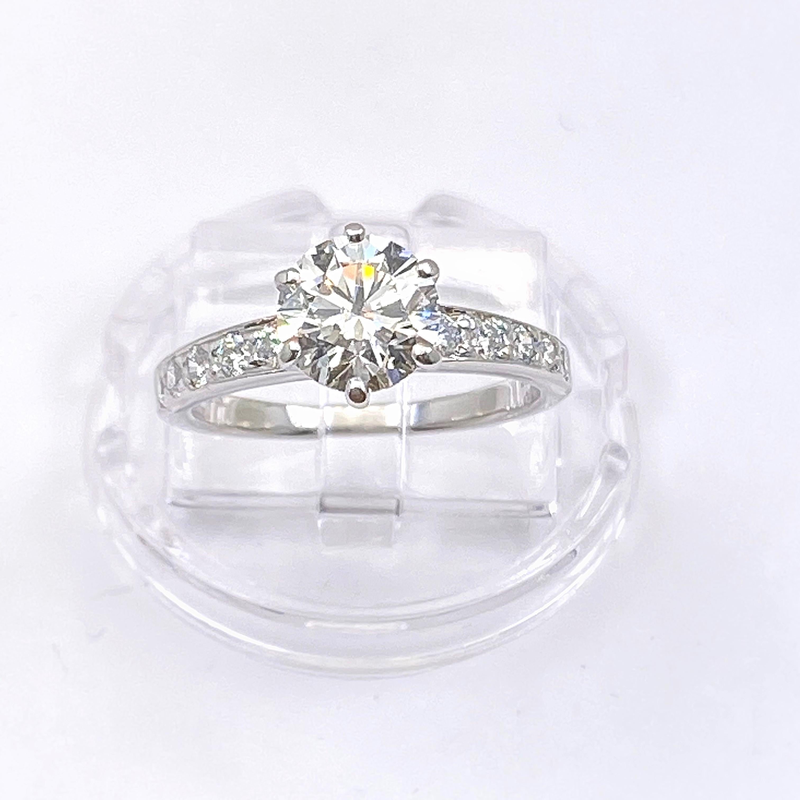 Tiffany & Co. Round Diamond with Channel Set Band 1.41 Carat Ring Plat 7