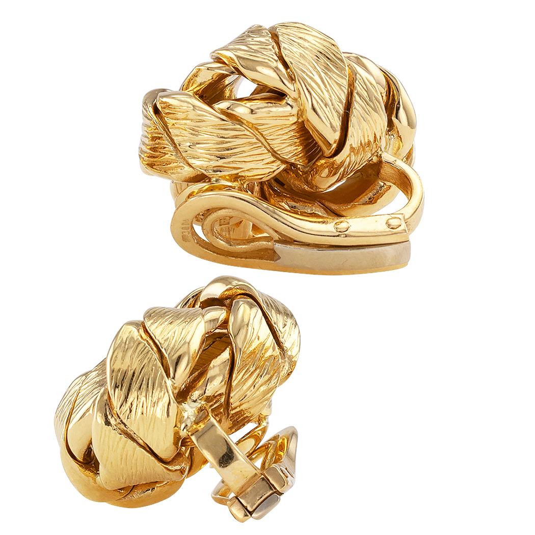 Contemporary Tiffany & Co. Round Gold Knot Ear Clips