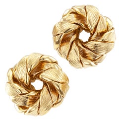 Retro Tiffany & Co. Round Gold Knot Ear Clips