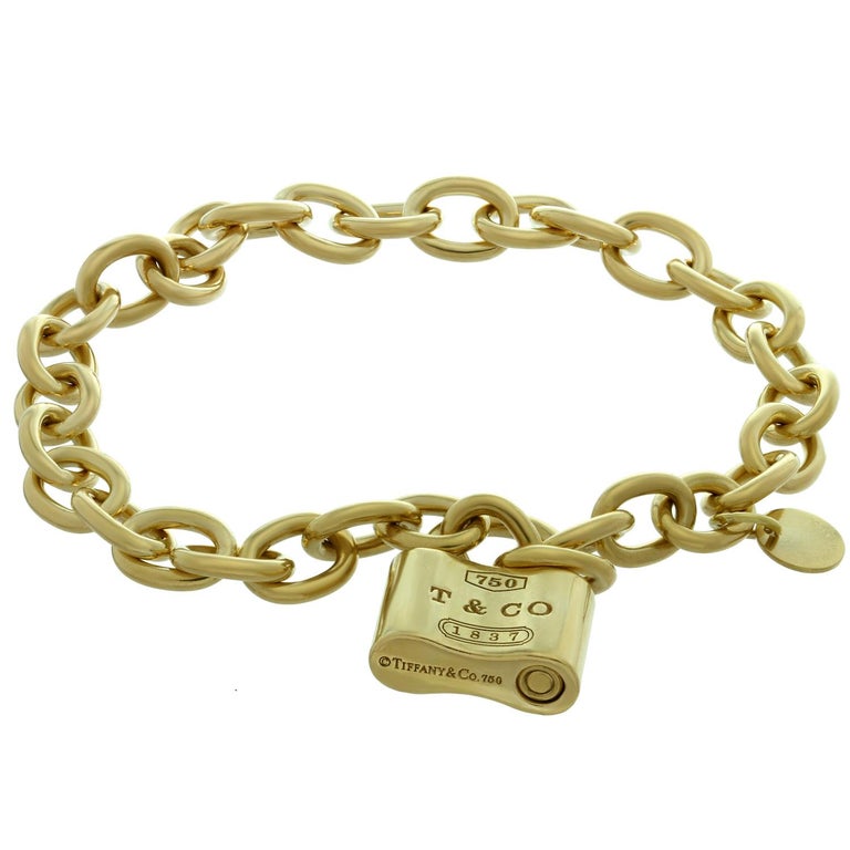 Tiffany and Co. Round Link Chain Yellow Gold Lock Bracelet For Sale at ...